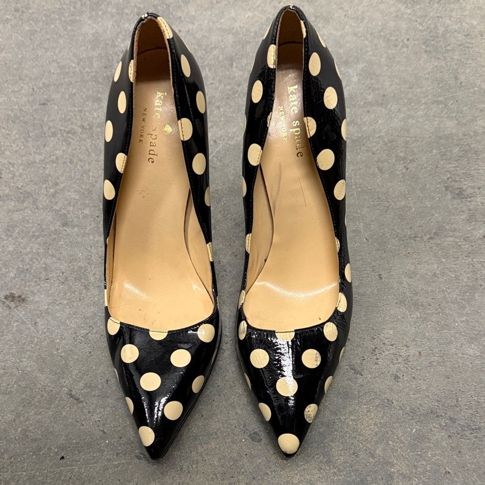 Kate Spade Black and Cream Polka Dot Heels